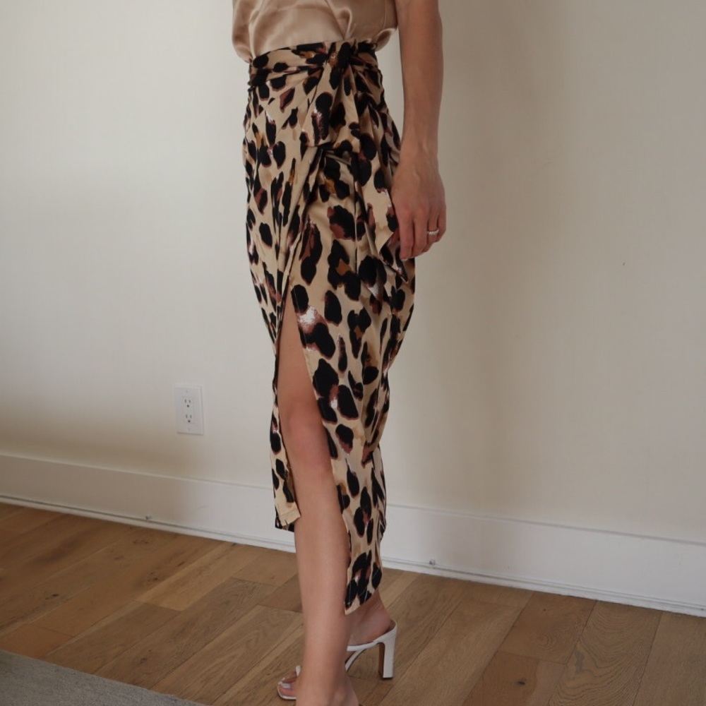 Silky Cheetah print wrap skirt